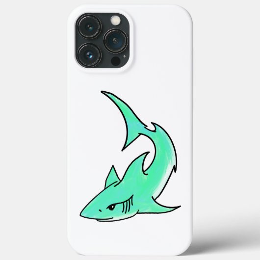 Coques Case-Mate iPhone dessin souriant requin menthe bleu vert océan anim (Verso)