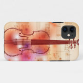 Coques Case-Mate iPhone Dessin sur l'arrière - plan d'aquarelle du violon (Dos (Horizontal))