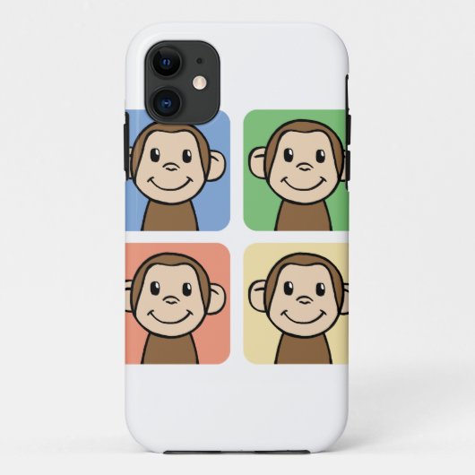 Coques Case-Mate iPhone Dessins animés avec 4 singes heureux (Dos)
