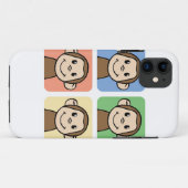 Coques Case-Mate iPhone Dessins animés avec 4 singes heureux (Dos (Horizontal))