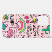 Coques Case-Mate iPhone Dessins mignons sur motif extensible rose (Verso (horizontal))
