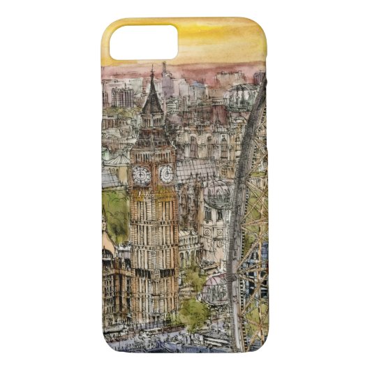 Coques Case-Mate iPhone Destinations | Aquarelle Big Ben & London Eye (Dos)