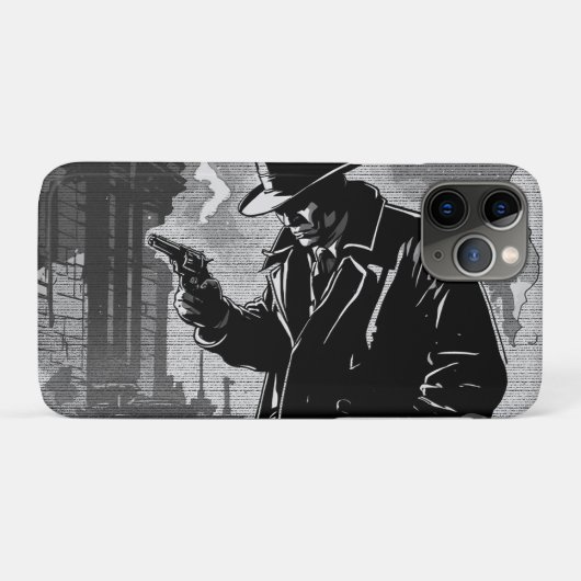 Coques Case-Mate iPhone Détective urbain rétro de style graphique BD noir (Dos (Horizontal))