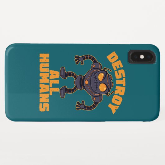 Coques Case-Mate iPhone Détruire tous les humains Robot en colère (Dos (Horizontal))