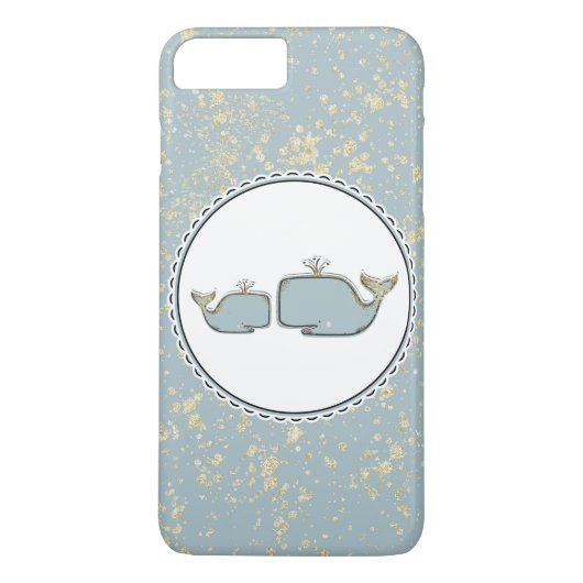 Coques Case-Mate iPhone Deux Baleines de Mer Boutique Bleu & Or (Dos)