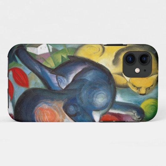 Coques Case-Mate iPhone Deux Cats, Blue and Yellow, Franz Marc (Dos (Horizontal))