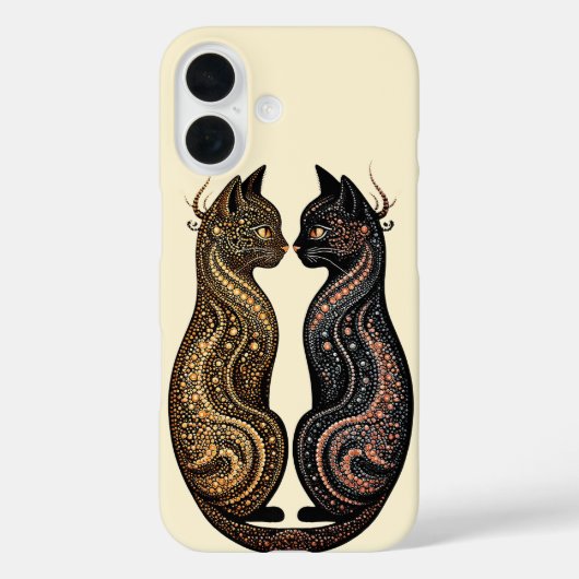 Coques Case-Mate iPhone Deux chats dans un design artistique vibrant (Verso)