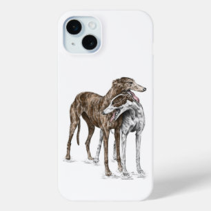 Coque iPhone 15 Mini Deux Greyhound Friends Dog Art