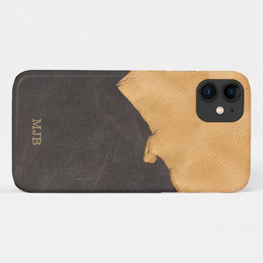 Coques Case-Mate iPhone Deux hommes en cuir monogramme (Dos (Horizontal))