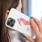 Coques Case-Mate iPhone Deux initiales hippocampe rouge de l'aquarelle côt