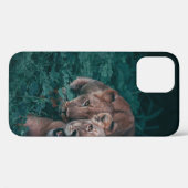 COQUES Case-Mate iPhone DEUX LIONISATIONS SUR LES PLANTES VERTS (Verso (horizontal))