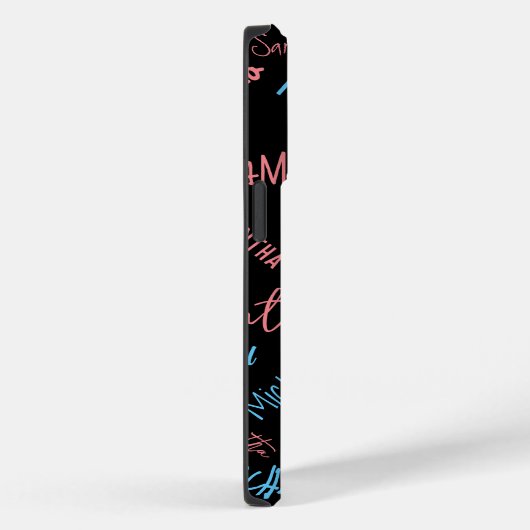 Coques Case-Mate iPhone Deux noms couples motif monogramme bleu rose clair (Verso / Droite)