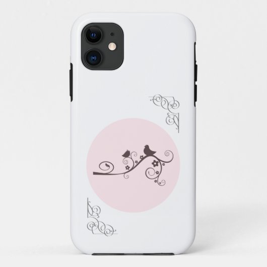 Coques Case-Mate iPhone Deux oiseaux assis sur une branche de boue rose (Dos)