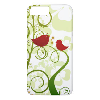 Coque iPhone 8 Plus/7 Plus Deux oiseaux rouges dans un iPhone 7 d'arbre+ cas