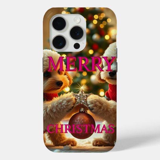 COQUES Case-Mate iPhone DEUX POODLES CÉLÉBRER NOËL (Verso)
