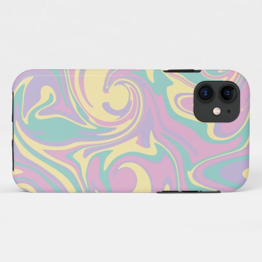 Coques Case-Mate iPhone Déversement - rose pastel, jaune, violet et vert (Dos (Horizontal))