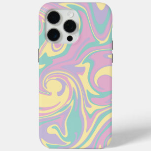 Coque iPhone 15 Pro Max Déversement - rose pastel, jaune, violet et vert