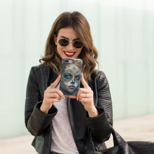 Case-Mate iPhone Case Dia de los Muertos visage turquoise peint
