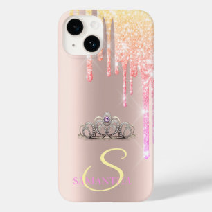 Coque Pour iPhone 14 Diadème Élégant Chic Drips de Glitter