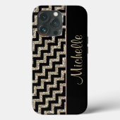 Coques Case-Mate iPhone Diagonal Black Chevron Gold Personnalisé (Verso)