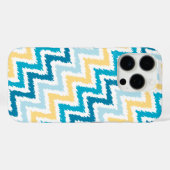 Coques Case-Mate iPhone Diagonal bleu et jaune Zigzag Ikat Motif (Verso (horizontal))