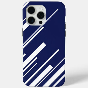 Coque iPhone 15 Pro Max Diagonales - Bleu et Blanc