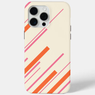 Coque iPhone 15 Pro Max Diagonales - rose, orange et crème