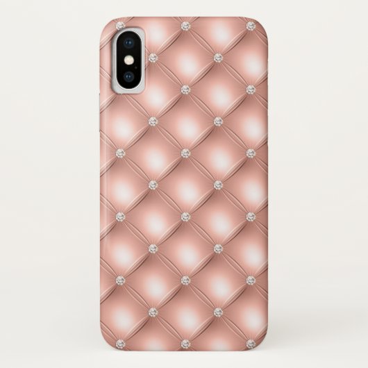 Coques Case-Mate iPhone Diamant Brodé Pailleté Rose Or Luxe (Dos)