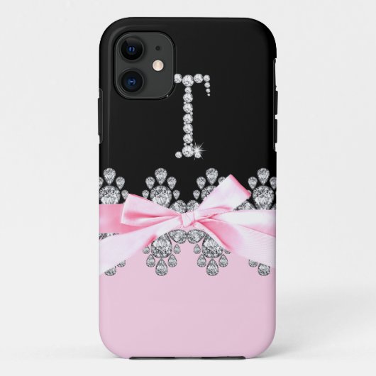 Coques Case-Mate iPhone Diamant Delilah : T initial (Dos)
