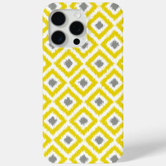 Coques Case-Mate iPhone Diamant jaune et gris Motif Ikat (Verso)