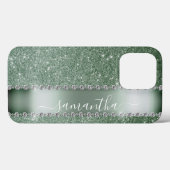 Coques Case-Mate iPhone Diamant Parties scintillant verte Calligraphie Nom (Verso (horizontal))