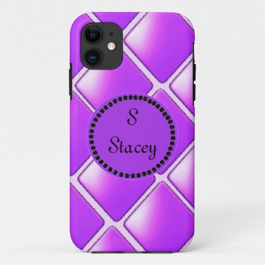 Coques Case-Mate iPhone Diamant pourpre gras avec monogramme (Dos)