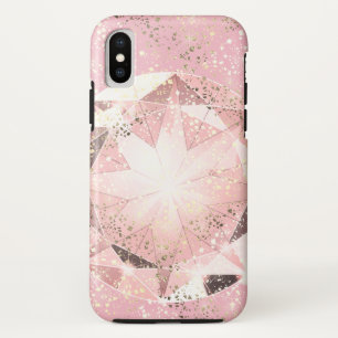 Coques Pour iPhone Diamant rose sur Pastel clair avec étincelle d'or