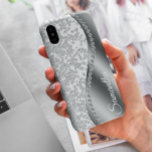 Case-Mate iPhone Case Diamant Simulé Monogramme Silver Metal Bling<br><div class="desc">Toute parties scintillant ou diamants dans le design sont des photos et simulés. Cette conception peut être personnalisée dans la zone fournie en modifiant la photo et/ou le texte. Vous pouvez également le customiser en cliquant sur Personnaliser ce Modèle, puis en choisissant l'option cliquer pour customiser et supprimer ou modifier...</div>
