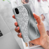 Coques Case-Mate iPhone Diamant Simulé Monogramme Silver Metal Bling