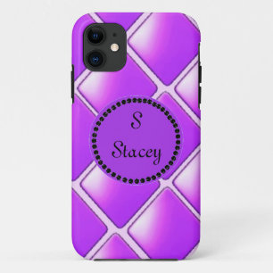 Coques Pour iPhone Diamant Violet Gras Avec Monogramme