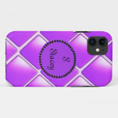 Coques Case-Mate iPhone Diamant Violet Gras Avec Monogramme (Dos (Horizontal))
