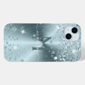 Coques Case-Mate iPhone Diamants bleus turquoises - Personnalisé (Verso (horizontal))