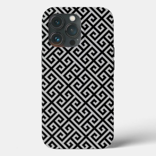 Coques Case-Mate iPhone Diamants clés grecs en noir et gris (Verso)