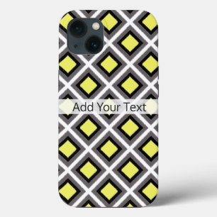 Case-Mate iPhone Case Diamants d'ikat gris foncé, noir, jaune par STaylo