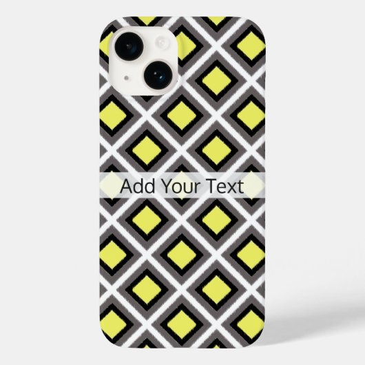 Coques Case-Mate iPhone Diamants d'ikat gris foncé, noir, jaune par STaylo (Verso)