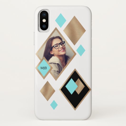 Coques Case-Mate iPhone Diamants géométriques avec photo et monogramme (Dos)