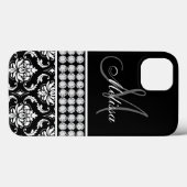 Coques Case-Mate iPhone Diamants imprimés Damas noirs Personnalisés (Verso (horizontal))