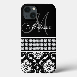 Etui iPhone Case-Mate Diamants imprimés par damassé noire personnalisés