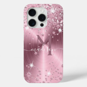 Coque iPhone 15 Pro Diamants Mauve Rose - Personnalisé