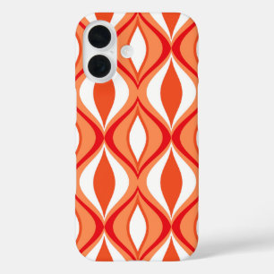 Coques iPhone 16 Diamants modernes du milieu du siècle, orange et b