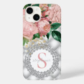 Coques Case-Mate iPhone Diamants Monogramme Roses roses rose Sparkly Bling (Verso)