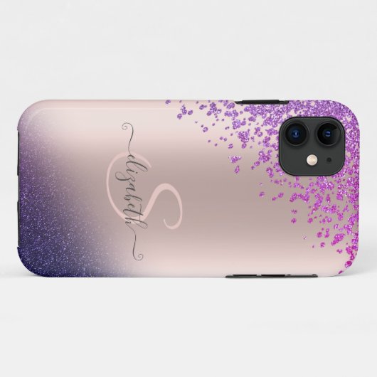Coques Case-Mate iPhone Diamants Ombre Parties scintillant violet (Dos (Horizontal))