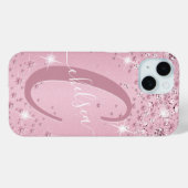 Coques Case-Mate iPhone Diamants roses - Personnalisé (Verso (horizontal))