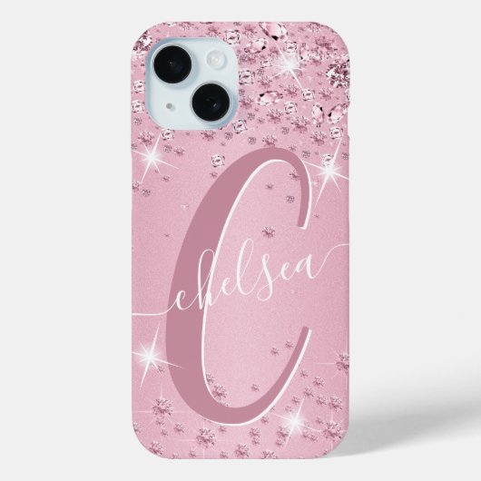 Coques Case-Mate iPhone Diamants roses - Personnalisé (Verso)